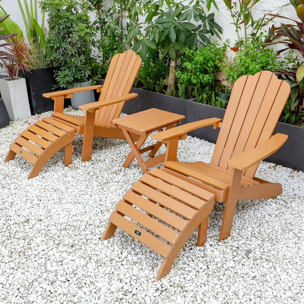 Brown Plastic Wood Outdoor Ottoman Footstool P90709