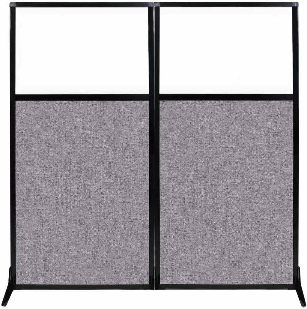 Portable Free Standing Privacy Screen with Black Fabric Panels U14292