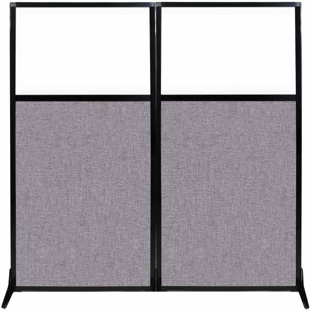 Portable Free Standing Privacy Screen with Black Fabric Panels U14292