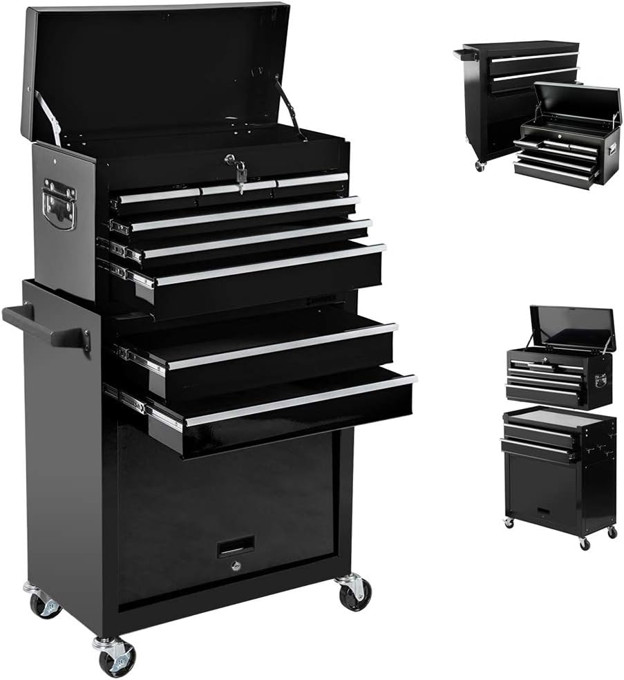 5 Drawer Rolling Tool Chest with Lock and Wheels F8034