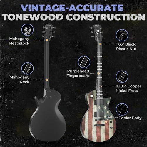 39" Solid Body Electric Guitar with Humbucker Pickups, Poplar Body, Mahogany Neck, 22 Frets, 6 String, Gig Bag, Matte, Camouflage X43135