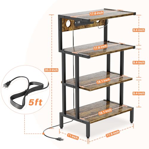 4-Tier Game Console Stand with Storage Shelves U9828