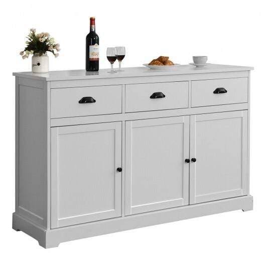 Gray 3 Drawers Sideboard Buffet Storage Cabinet I7500