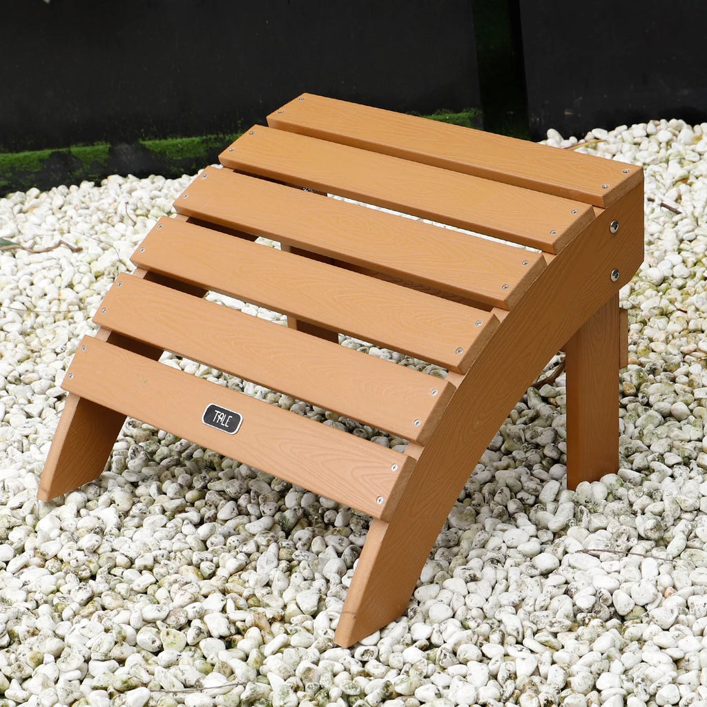 Brown Plastic Wood Outdoor Ottoman Footstool P90709