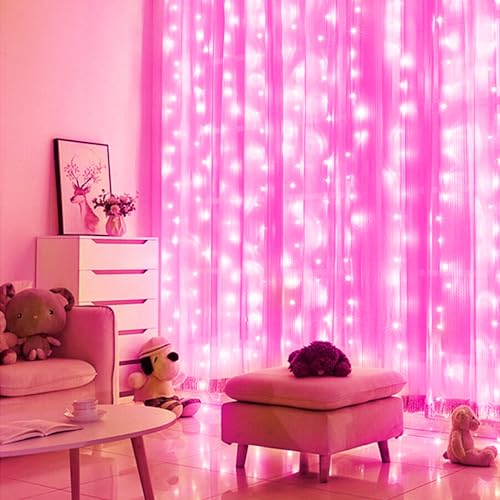 300 LED Curtain String Lights with Remote F9401