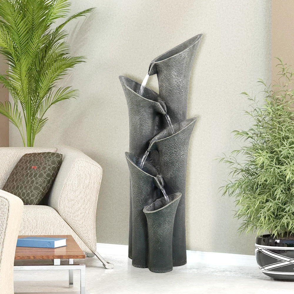 5-Tier Outdoor Water Fountains with LED Lights, 40" High P1809