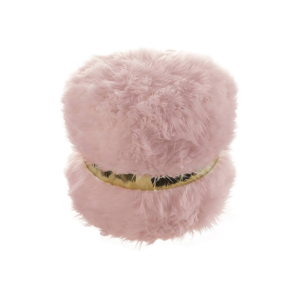 Blush/Gold Faux Fur Round Ottoman Z4094