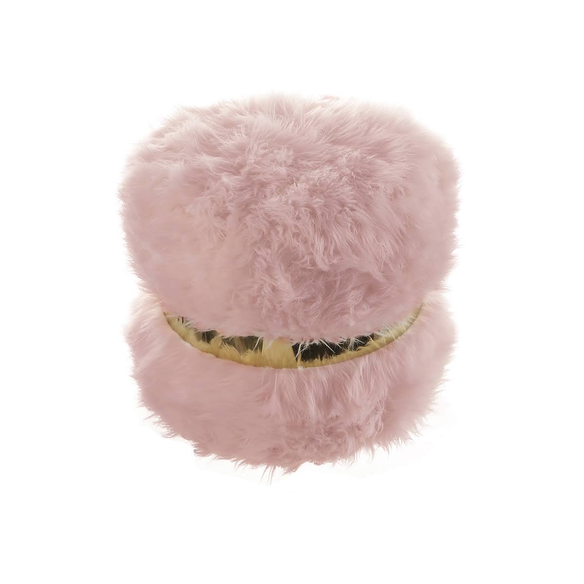 Blush/Gold Faux Fur Round Ottoman Z4094