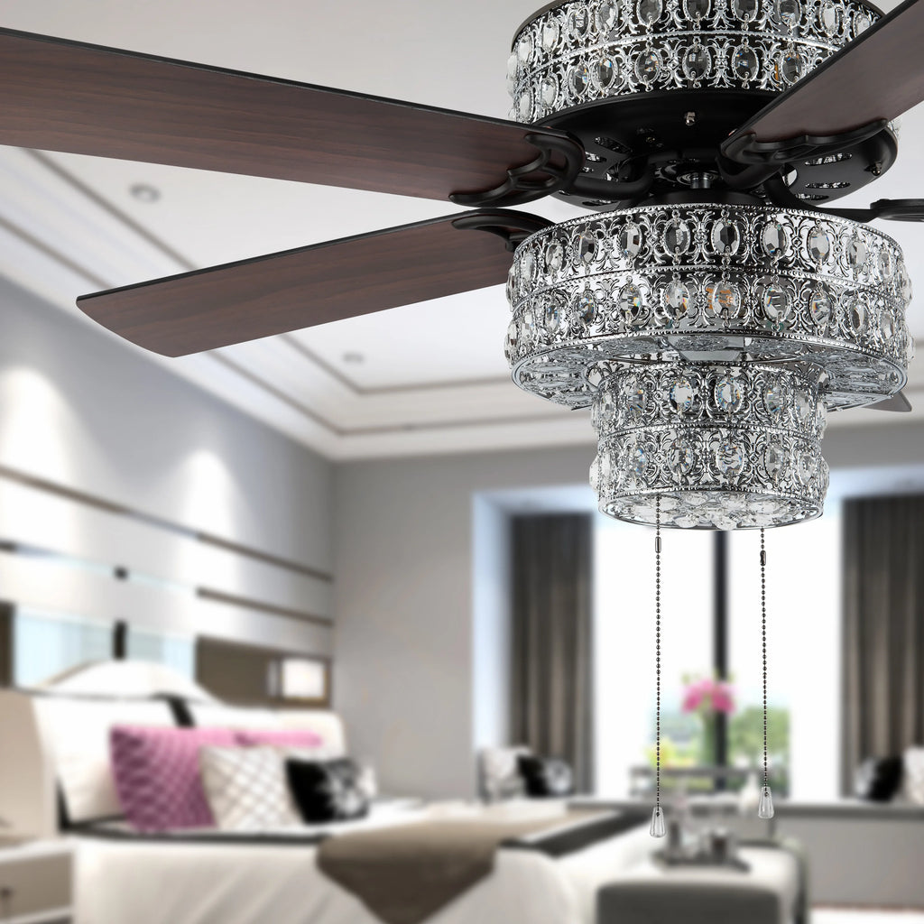 52" Crystal LED Ceiling Fan with Light M372