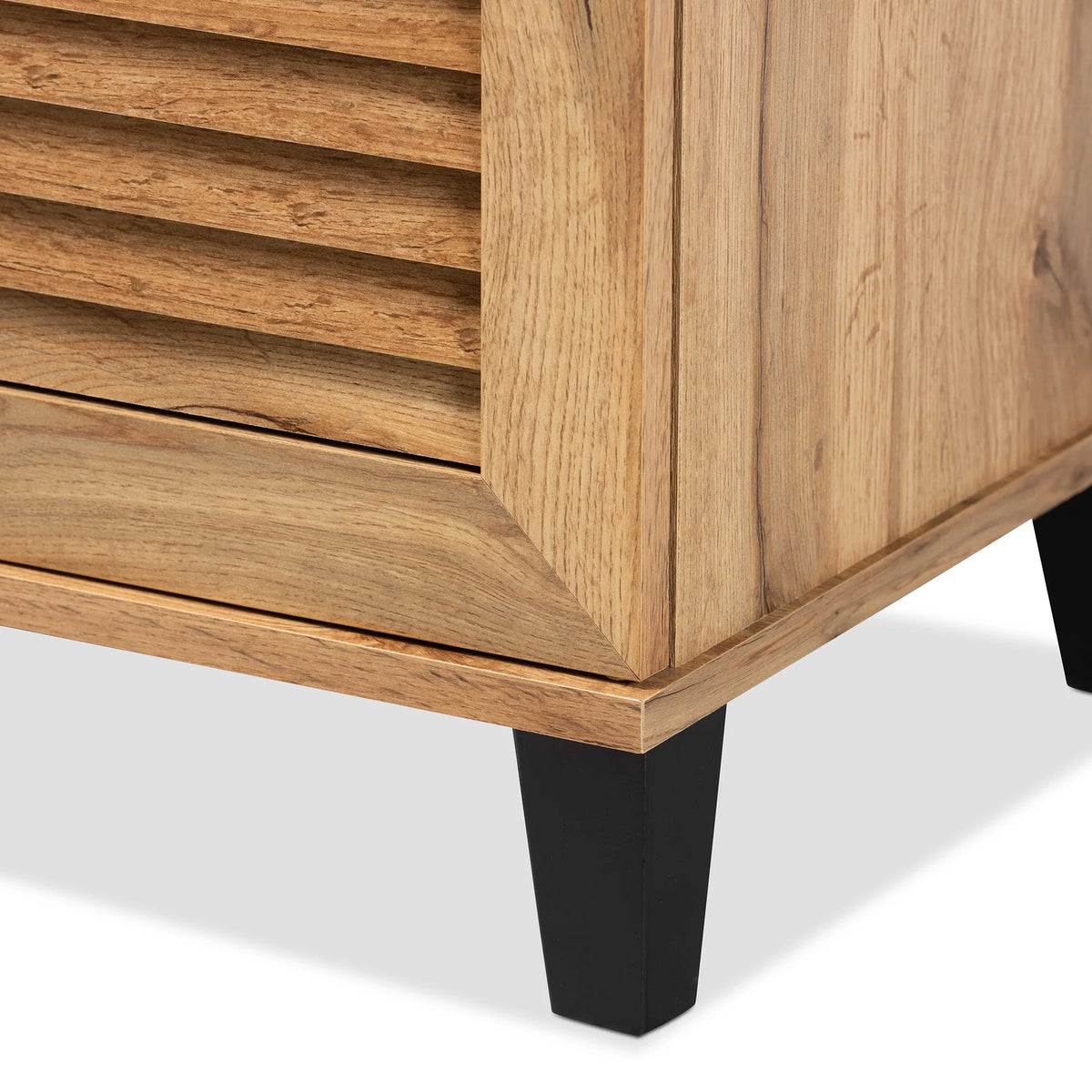Oak Brown Wood 3-Door Shoe Storage Cabinet F578325