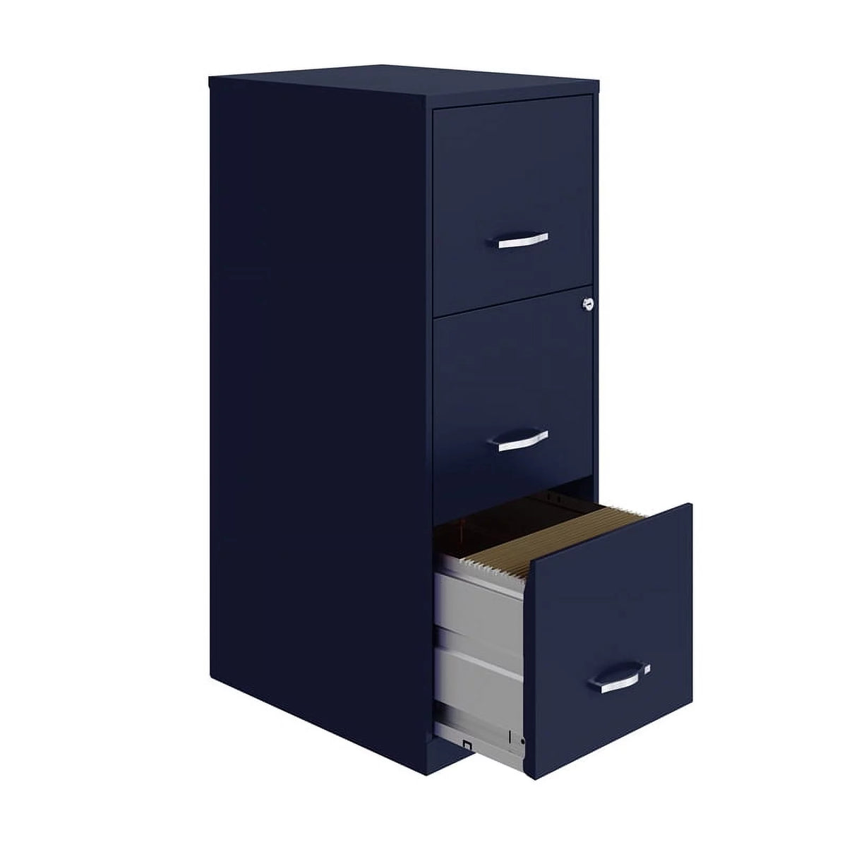 3-Drawer Metal Vertical File Cabinet with Lock in Navy I260
