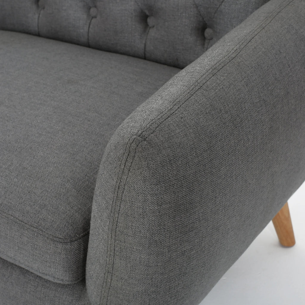Dark Grey Tufted Fabric Loveseat U505