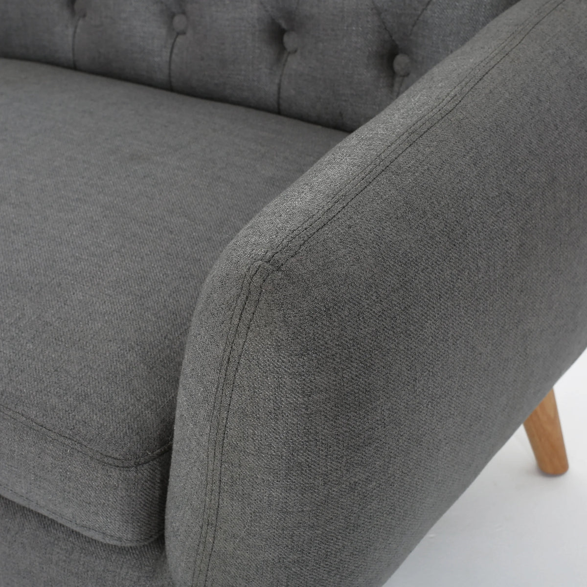 Dark Grey Tufted Fabric Loveseat U505