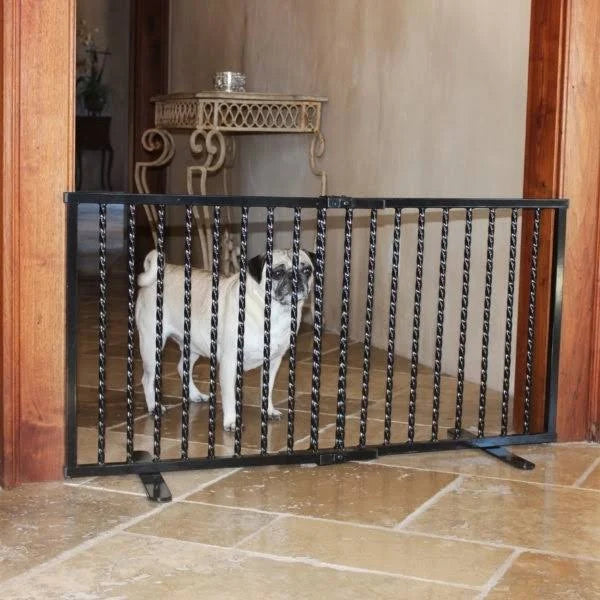 White Wrought Iron Freestanding Pet Gate M703