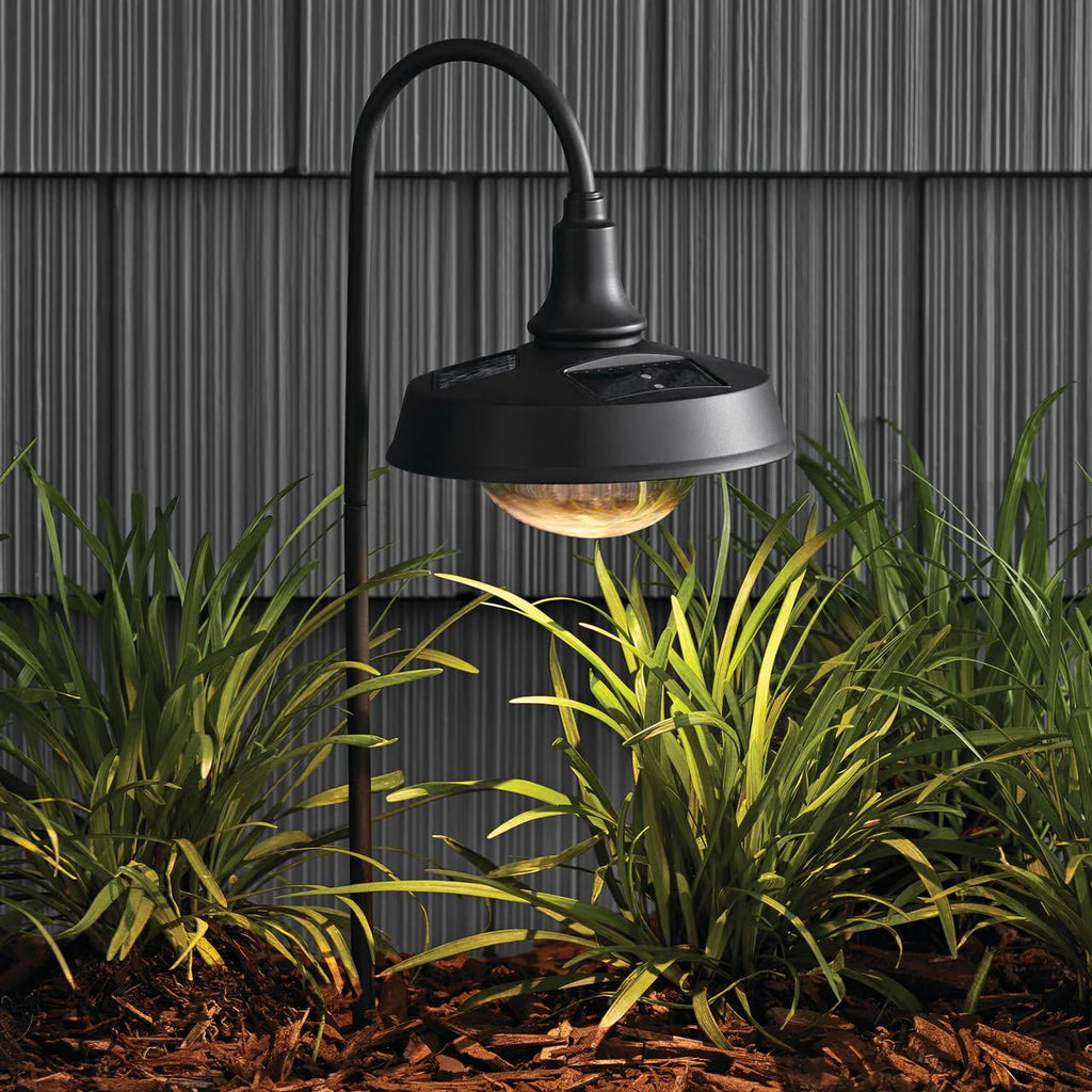 Matte Black Metal Solar Powered LED Landscape Walkway Light Z351990
