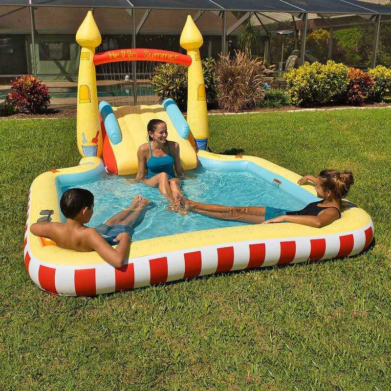 Inflatable Pool with Sprinkler Arch Over 5 ft Tall U640