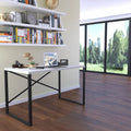 Black Metal Frame Wooden Top Writing and Computer Desk C932