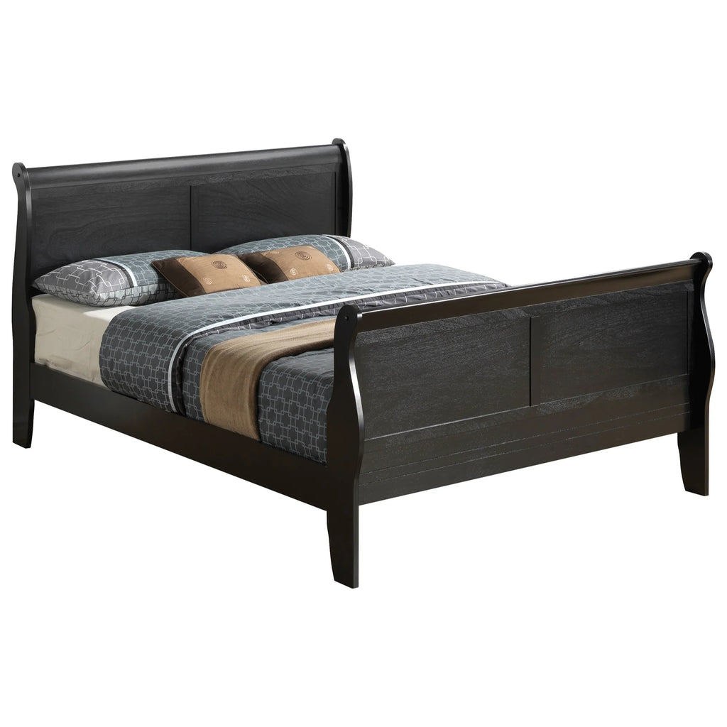 Black King Size Sleigh Wood Bed G668246