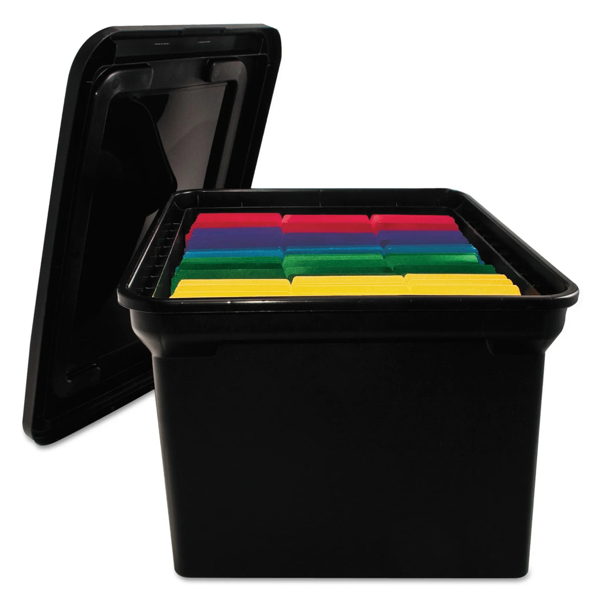 Black Plastic File Tote Storage Box with Lid N82569