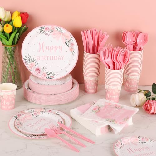 350 Pcs Disposable Paper Plates Napkins Cups Tableware Set for 50 Guests K623