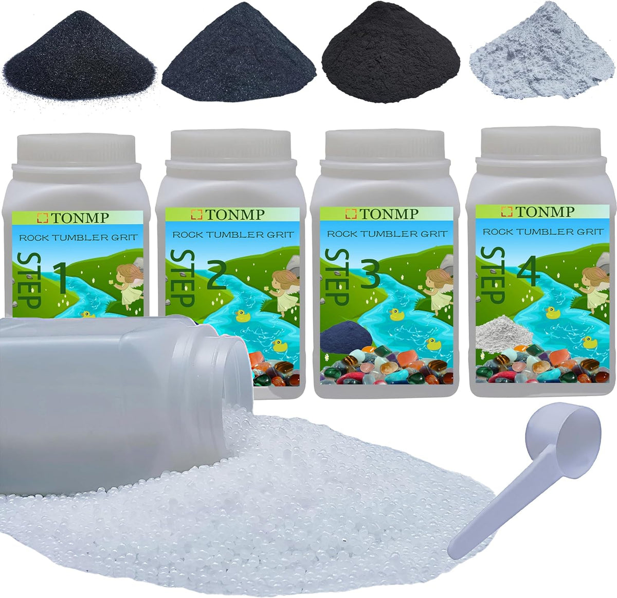 8 LBS Rock Tumbler Grit Refill Kit with Poly Plastic Pellets V5492