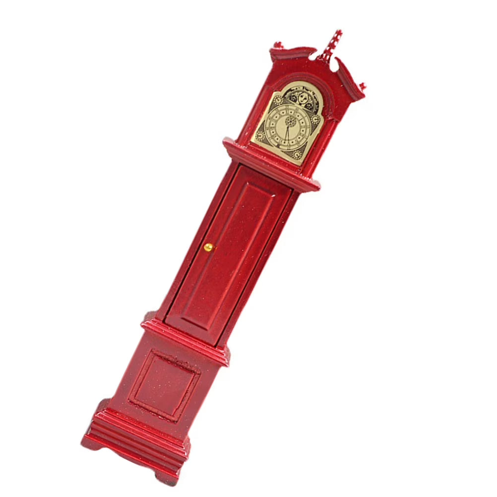 Mini Doll House Floor Clock Metal Vintage Red Q976289