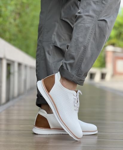 Men's Dress Sneakers Casual Walking Shoes Oxfords Mesh Comfortable Lightweight Breathable Lace-Up B136752