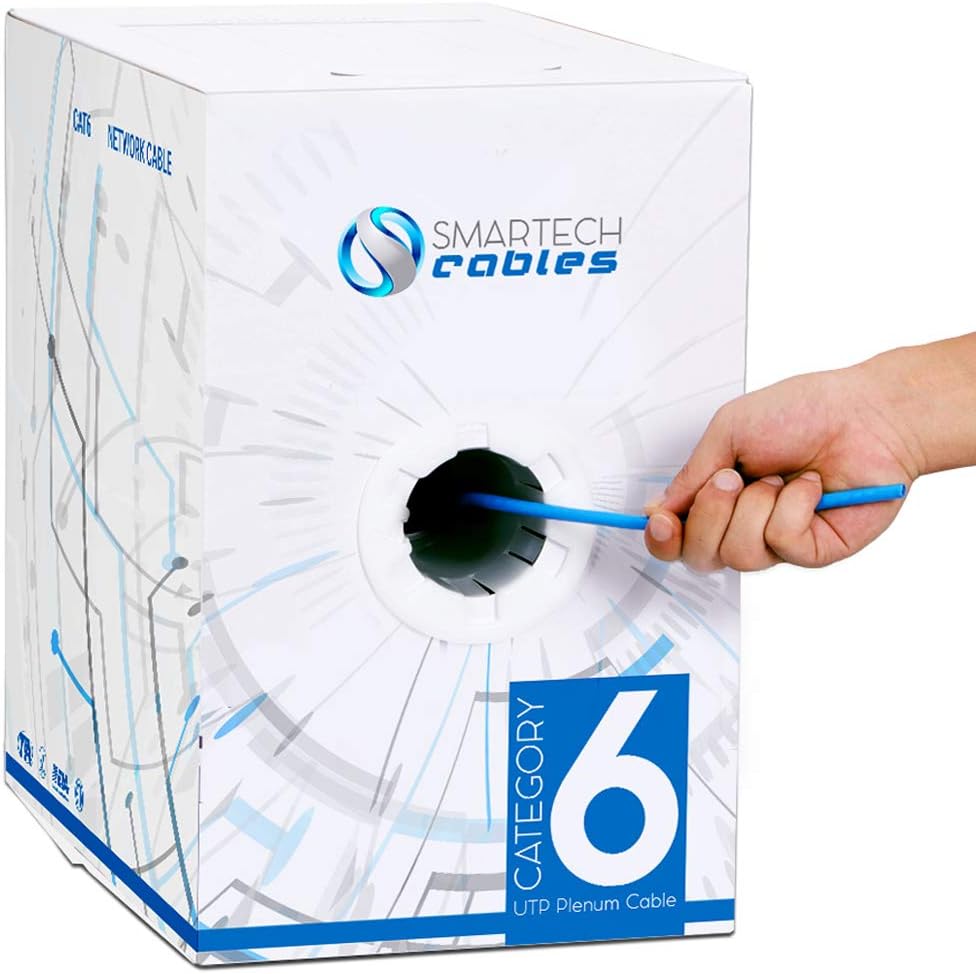 White CAT6 Plenum 1000ft Bulk Ethernet Cable I398