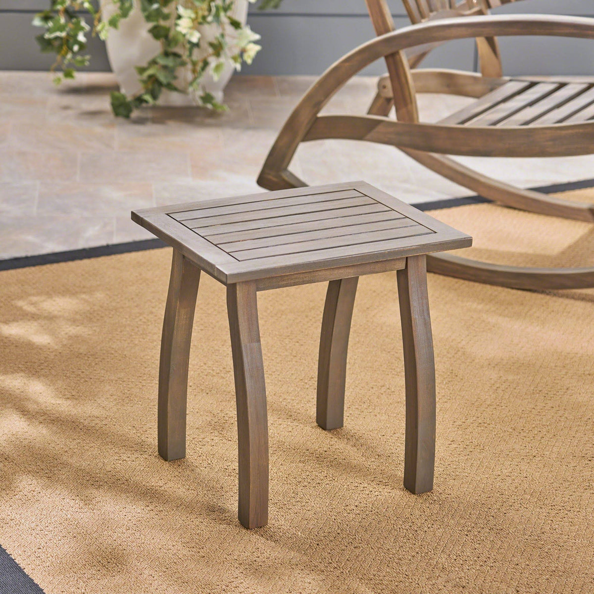 Gray Acacia Wood Accent Table E8116