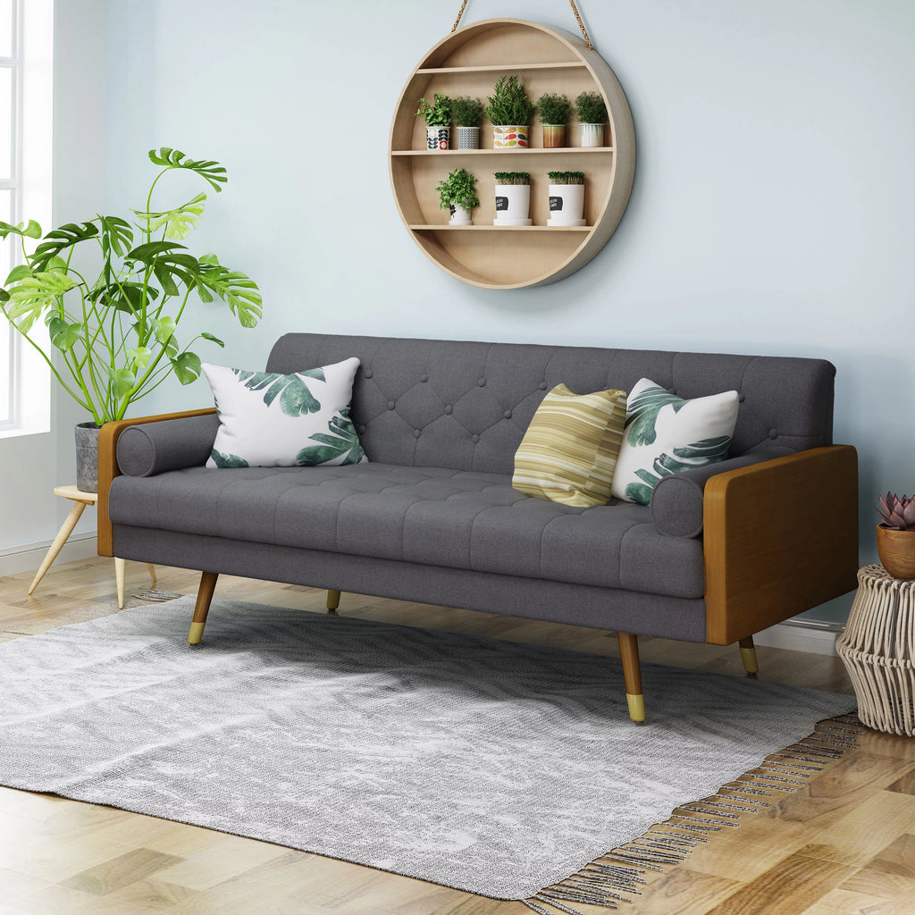 Grey Tufted Fabric Sofa T56676