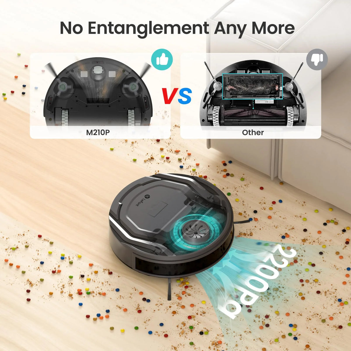 2 in 1 Robot Vacuum and Mop Combo, Black J421932