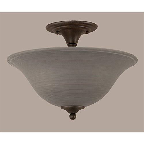 Two Light Semi-Flush Mount with Gray Linen Glass S611929