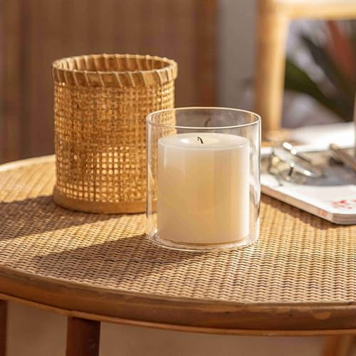 Rattan Woven Hurricane Glass Candle Holders J230