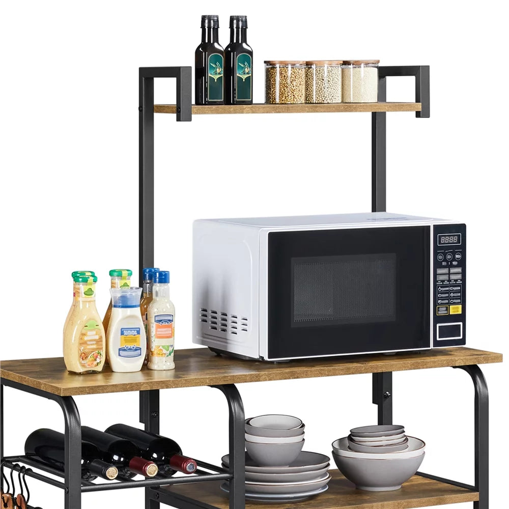 35.5" Kitchen Storage Shelf Baker's Rack with 10 Hooks E6641