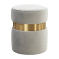 Light Grey Round Velvet Ottoman W2531