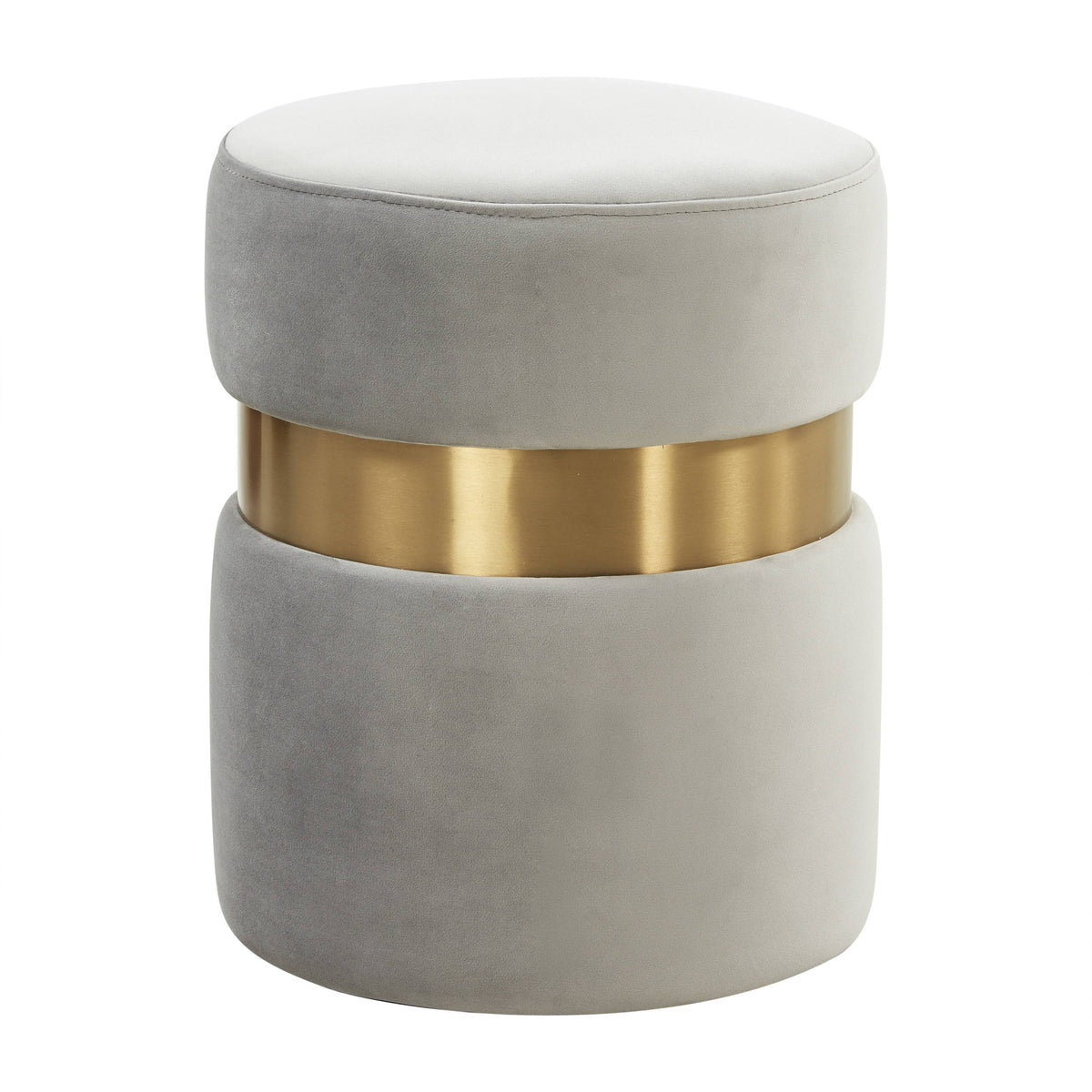 Light Grey Round Velvet Ottoman W2531