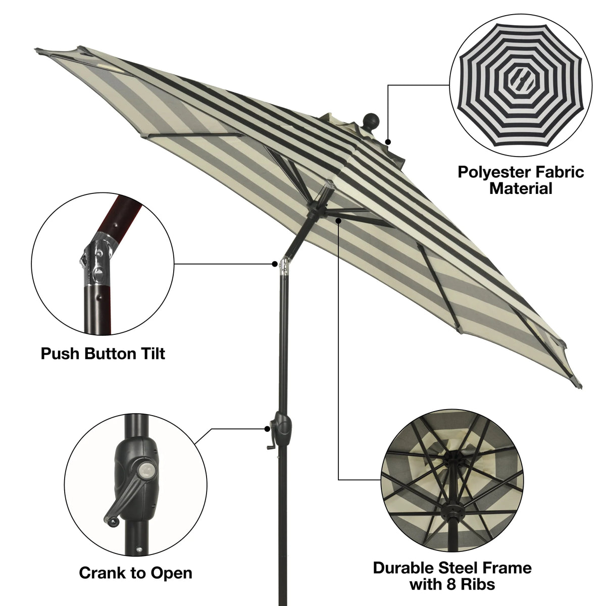 9' Round Crank Patio Umbrella G24063
