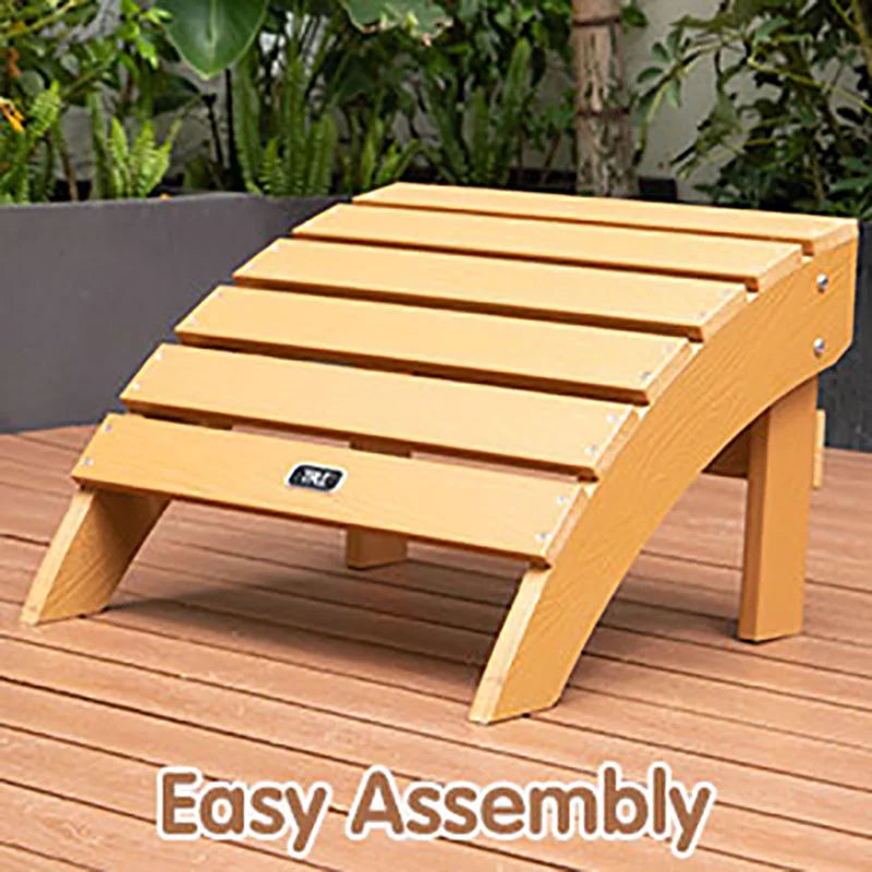Brown Plastic Wood Outdoor Ottoman Footstool P90709