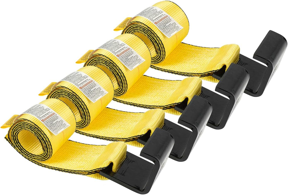 10 Pack 4" x 5' Roll Off Container Green Winch Strap with Large Flat Hook X5189