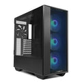 Black E-ATX PC Case with Tempered Glass Doors, Mesh Panels, 4x140mm PWM Fans C7889