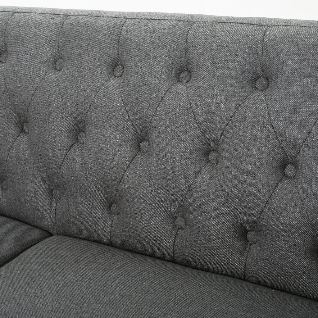 Dark Grey Tufted Fabric Loveseat U505
