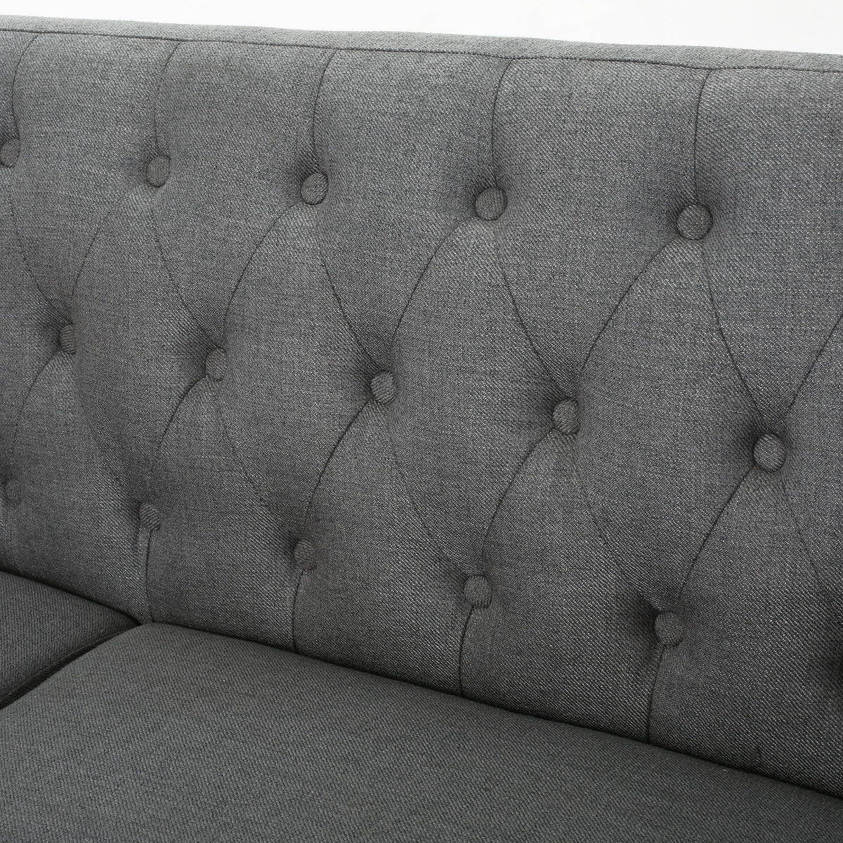 Dark Grey Tufted Fabric Loveseat U505