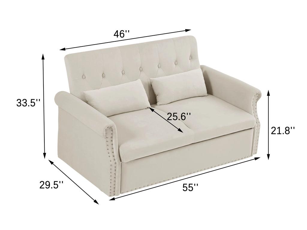 Velvet Convertible Sleeper Sofa Bed D12637