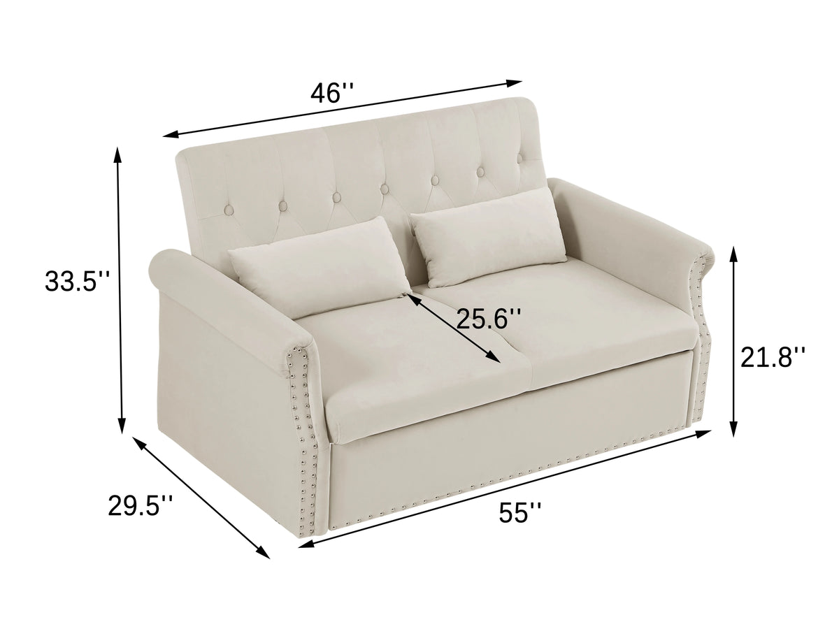 Velvet Convertible Sleeper Sofa Bed D12637