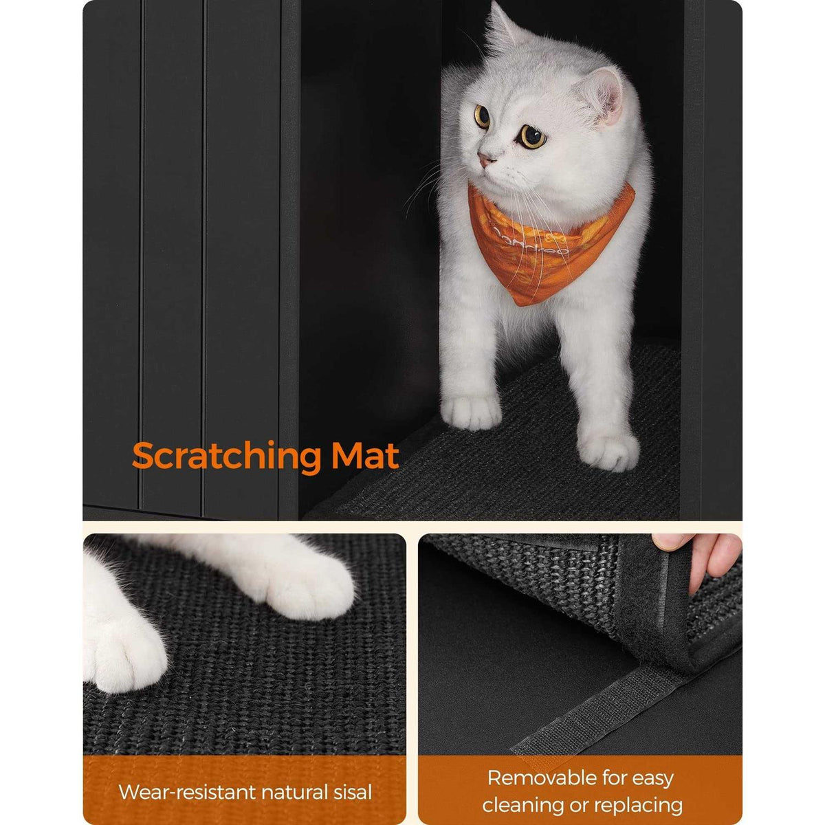 Litter Box Enclosure with Scratching Mat F31618