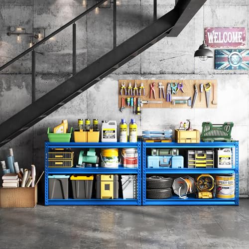 48" W Blue 3-Tier Metal Garage Shelving B8302