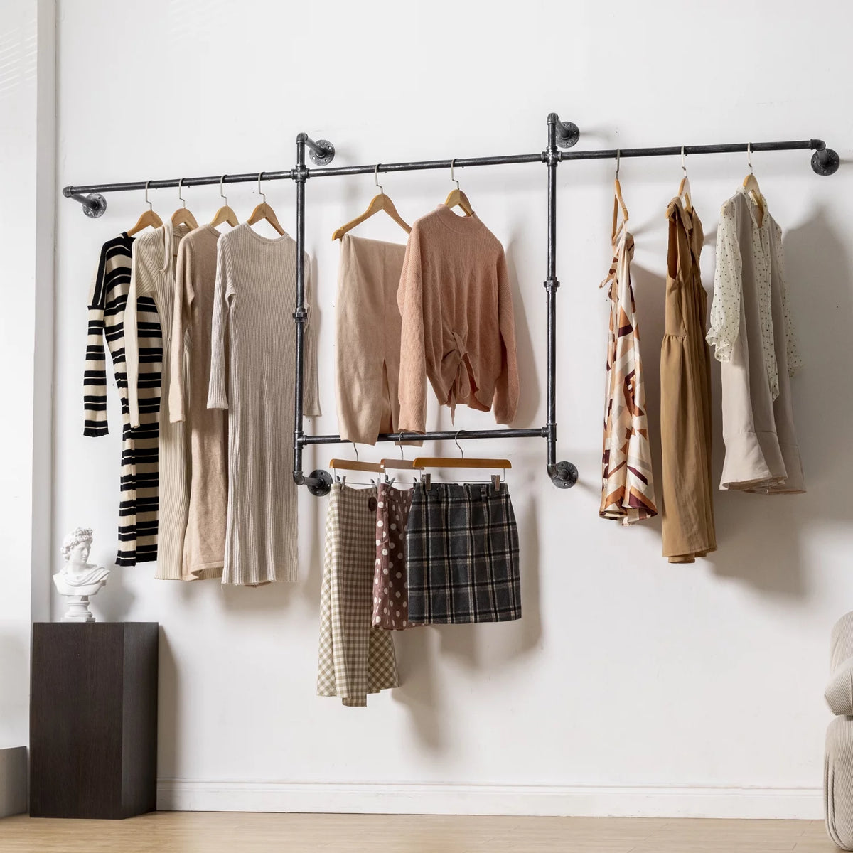 82.5 Inches Wall Mounted Heavy Duty Garment Rack F461