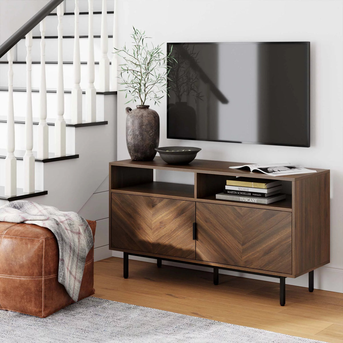 Walnut Media Console with Storage B747