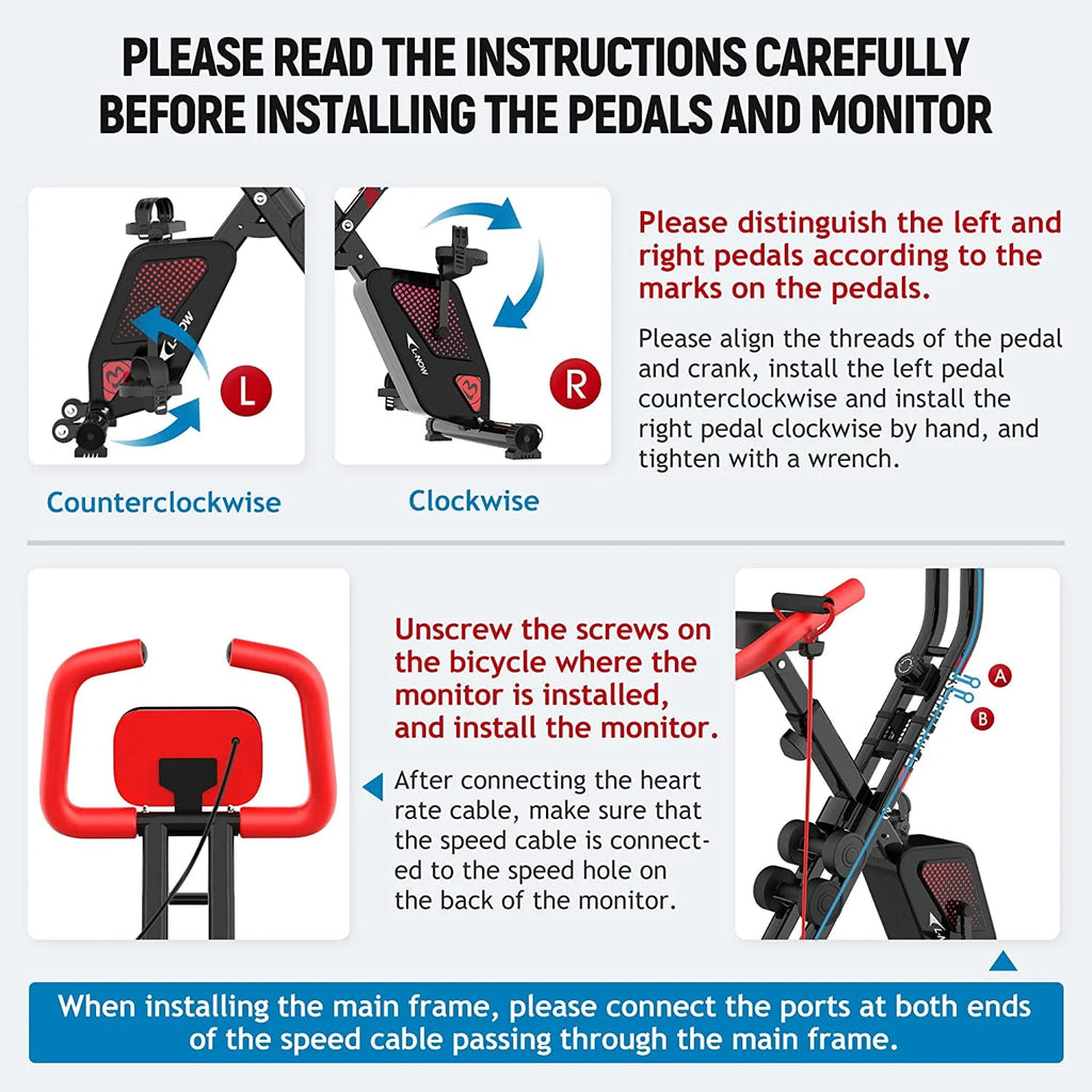 Foldable Magnetic Exercise Bike with Arm Resistance Bands U8748