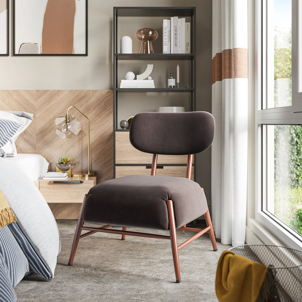 Espresso Velvet Accent Chair L735